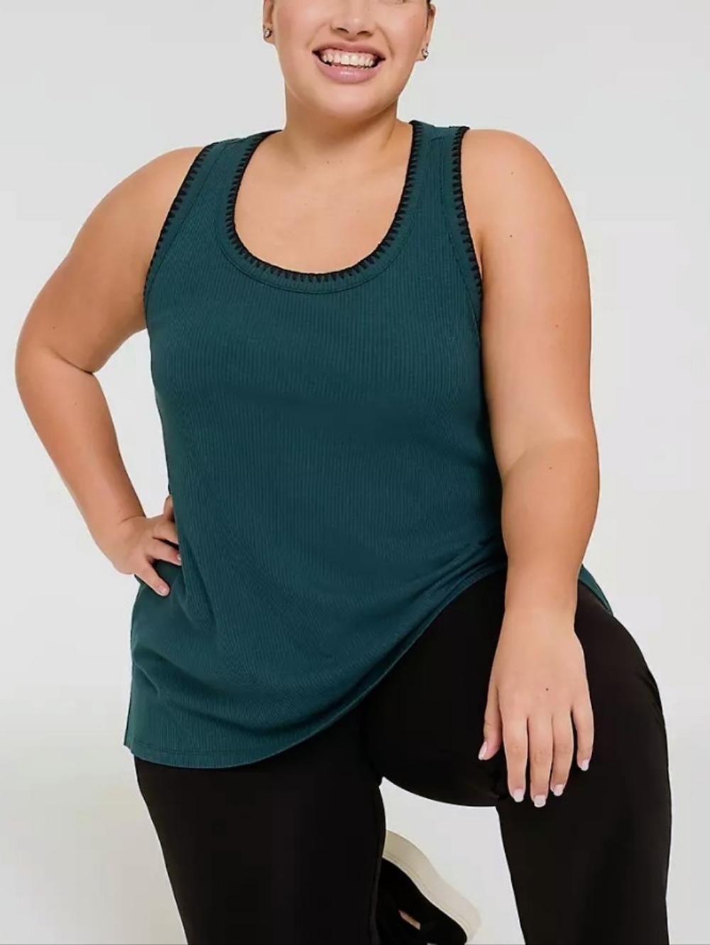 LIVI Ribbed Crochet-Detail Tank - Picture 3 of 6